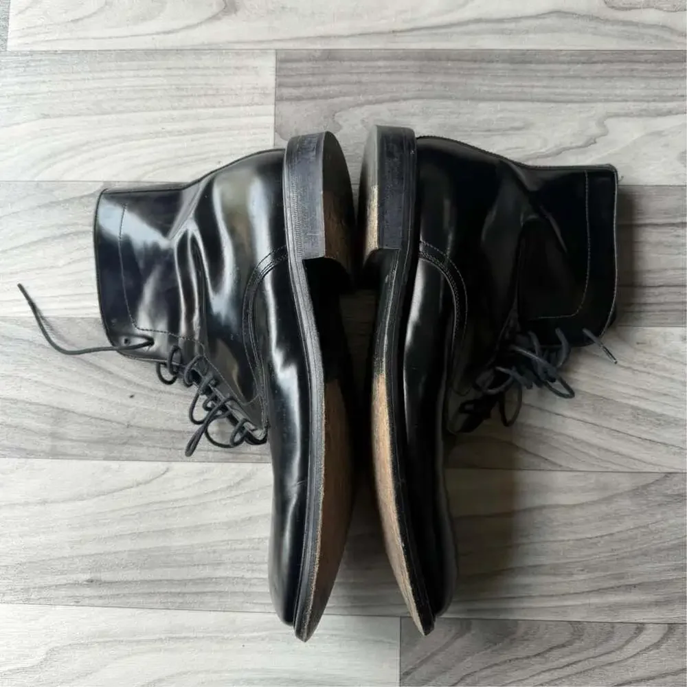 Kenneth Cole Vintage Y2K Black Leather Lace Up Boots